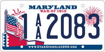 MD license plate 1AA2083