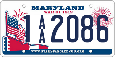 MD license plate 1AA2086