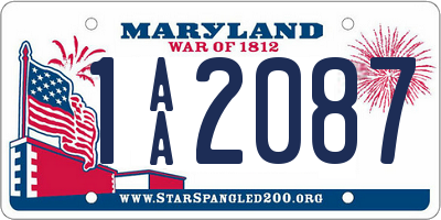 MD license plate 1AA2087
