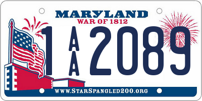 MD license plate 1AA2089