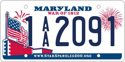 MD license plate 1AA2091