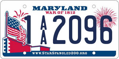 MD license plate 1AA2096