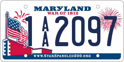 MD license plate 1AA2097