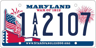 MD license plate 1AA2107