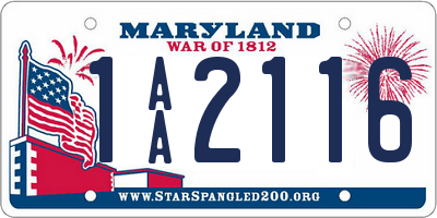 MD license plate 1AA2116