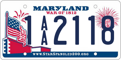 MD license plate 1AA2118