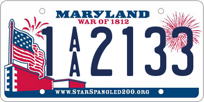 MD license plate 1AA2133