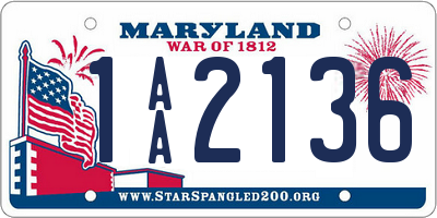 MD license plate 1AA2136