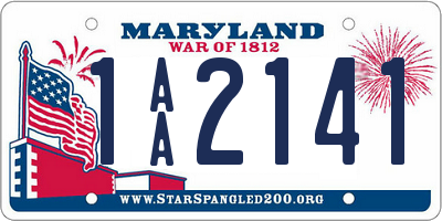 MD license plate 1AA2141