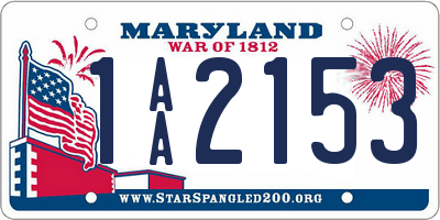 MD license plate 1AA2153