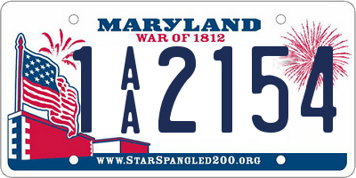 MD license plate 1AA2154