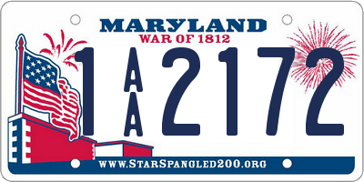 MD license plate 1AA2172