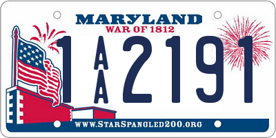 MD license plate 1AA2191