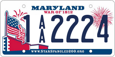 MD license plate 1AA2224