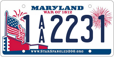 MD license plate 1AA2231