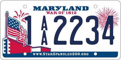 MD license plate 1AA2234