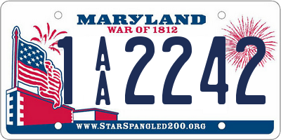 MD license plate 1AA2242
