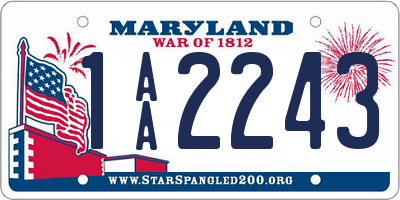 MD license plate 1AA2243