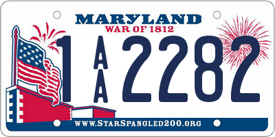 MD license plate 1AA2282