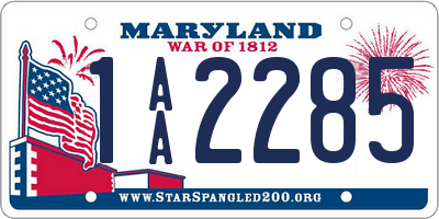 MD license plate 1AA2285