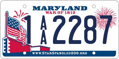 MD license plate 1AA2287