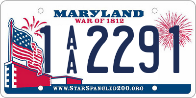 MD license plate 1AA2291