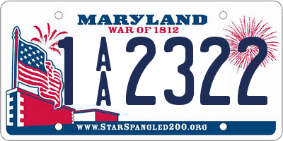 MD license plate 1AA2322