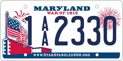 MD license plate 1AA2330