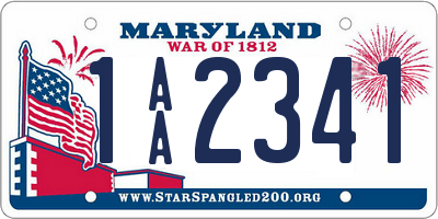 MD license plate 1AA2341