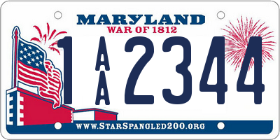 MD license plate 1AA2344
