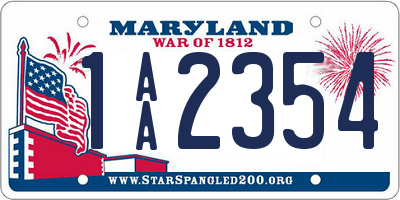 MD license plate 1AA2354