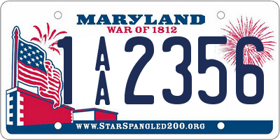 MD license plate 1AA2356
