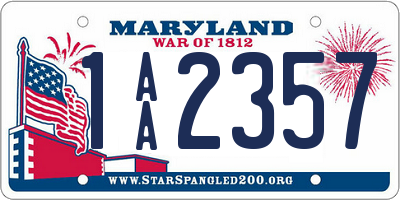 MD license plate 1AA2357