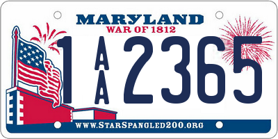 MD license plate 1AA2365