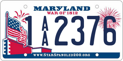 MD license plate 1AA2376