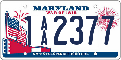 MD license plate 1AA2377