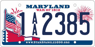MD license plate 1AA2385