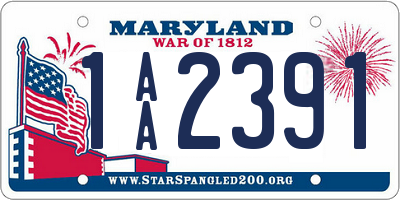 MD license plate 1AA2391