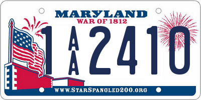 MD license plate 1AA2410
