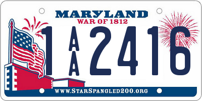 MD license plate 1AA2416