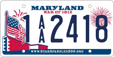 MD license plate 1AA2418