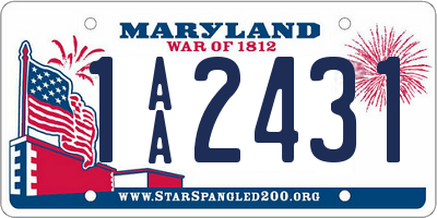 MD license plate 1AA2431