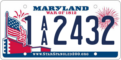 MD license plate 1AA2432
