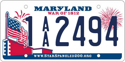 MD license plate 1AA2494