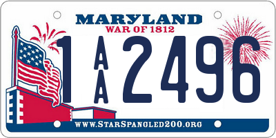MD license plate 1AA2496