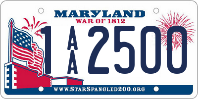 MD license plate 1AA2500