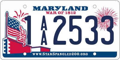 MD license plate 1AA2533
