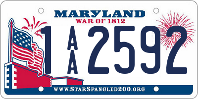 MD license plate 1AA2592