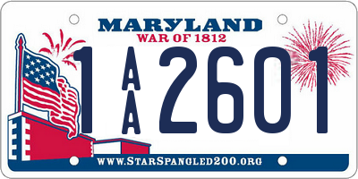 MD license plate 1AA2601