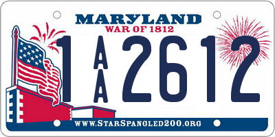 MD license plate 1AA2612